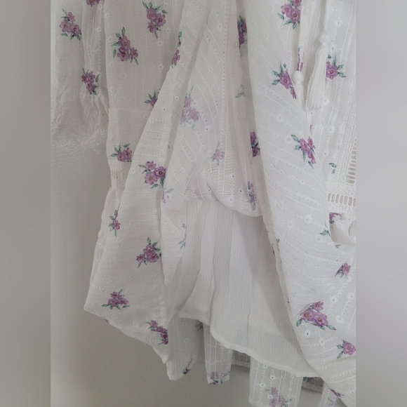 Allison New York White&Purple Embroidered Drop-Waist Mini Dress Size M Feminine - Picture 13 of 16